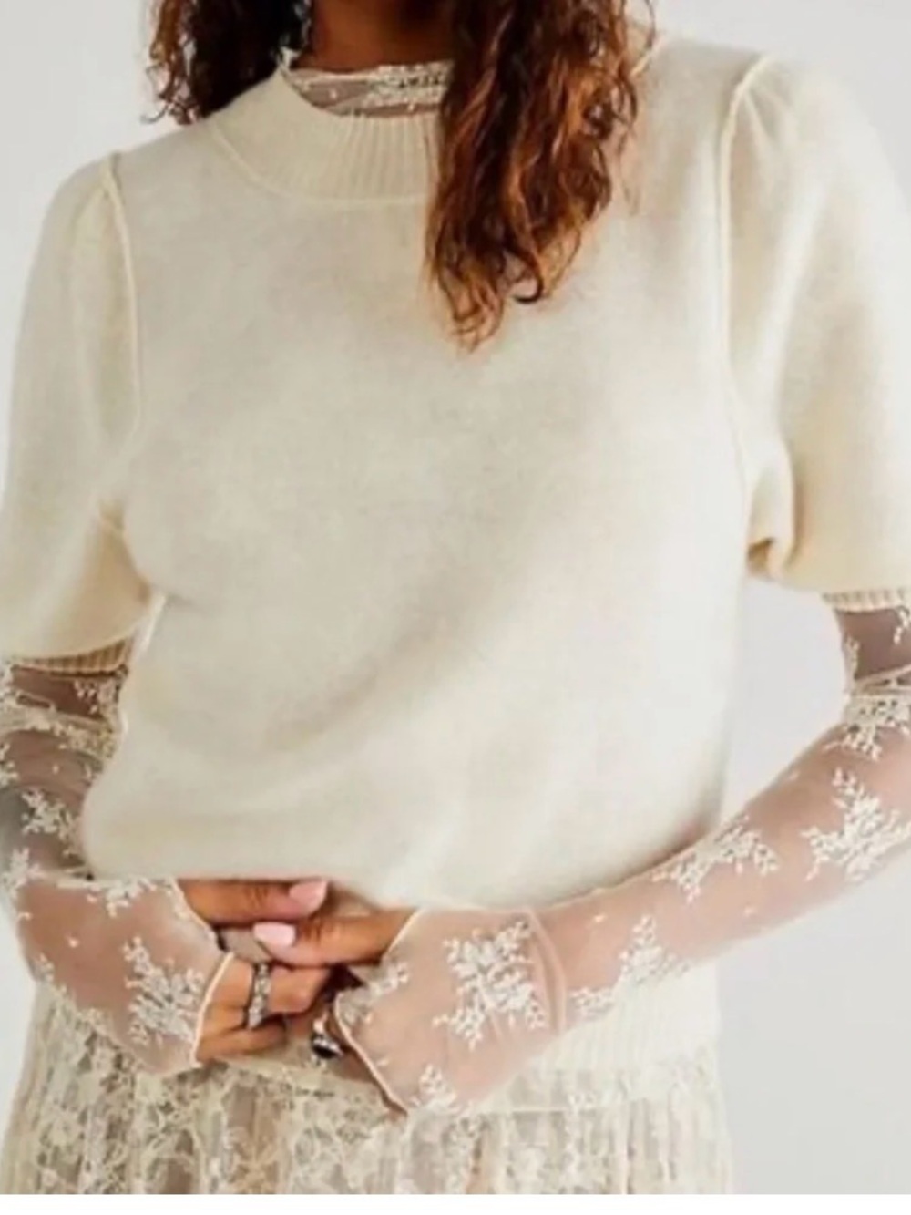 Cream Short-Sleeve Sweater Top - Women